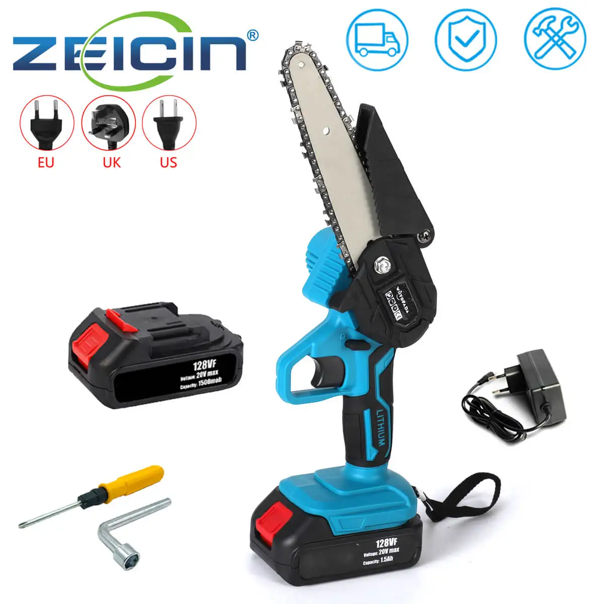 

Cordless Electric Chainsaw 1200w Rated Input Power High-quality Guide Chain Deep Quenching More Wear-Resistant