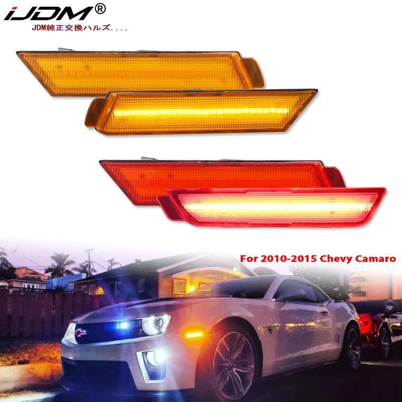 BMW Amber Front Car & Truck Side Marker Light Assemblies Amber LED Side Marker Lights For 2010-2015 Chevy Camaro SS Style - Front Reflectors 2010-2015 Camaro Lights - Foto 9