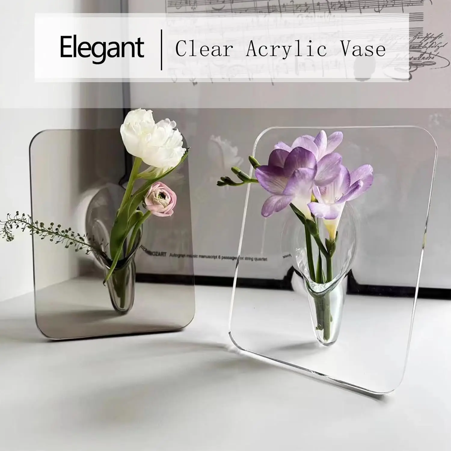 Vaso per Fiori in Acrilico Trasparente - Cornice Fotografica Rettangolare Moderna per la Casa - Image 3