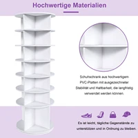 Anajqaqia 360 °   Étagère à chaussures rotative, tour à chaussures à 6/7 niveaux, gain de place pour jusqu'à 24/28 paires de chaussures, base surélevée pour bottes, blanc 6