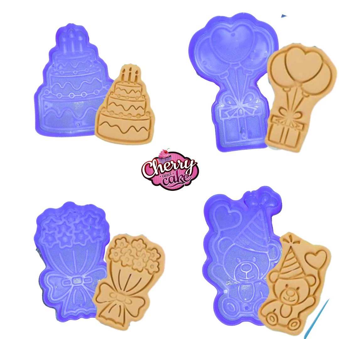 Happy birthday X4 plastic stamps