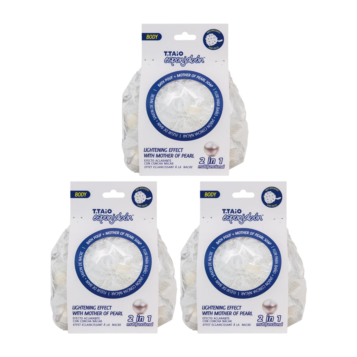 Fleur de bain avec savon éclaircissant en coquille de nacre 3 pièces