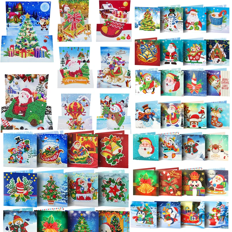 8pcs DIY Diamond Painting Greeting Card Special-shaped Part Drill Mosaic Merry Christmas Embroidery Kit Santa Xmas Postcards diamond painting diamond painting accessories