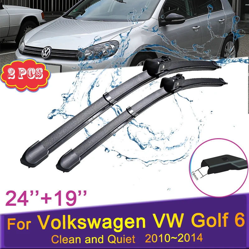 Für Volkswagen VW Golf 6 MK6 2010 ~ 2014 Front Windscree Scheibenwischer  Gummi Wischer Klingen Auto Aufkleber Statten J haken Typ - AliExpress