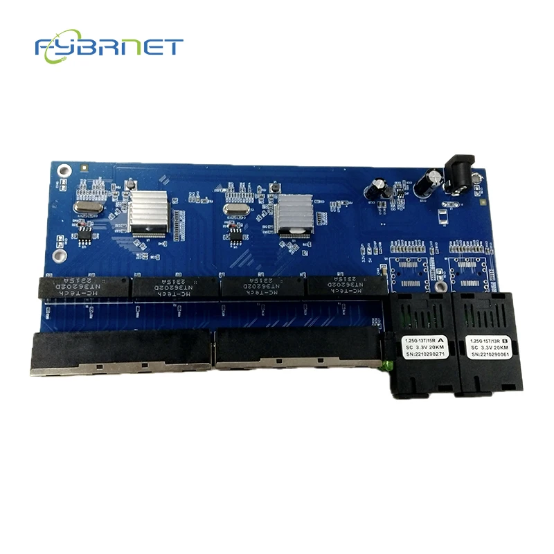Gigabit Fiber Ethernet switch Fiber Optical Media Converter 2 port SC 8 Port RJ45 PCBA board 10/100/1000Mbps 2F8E Board PCBA