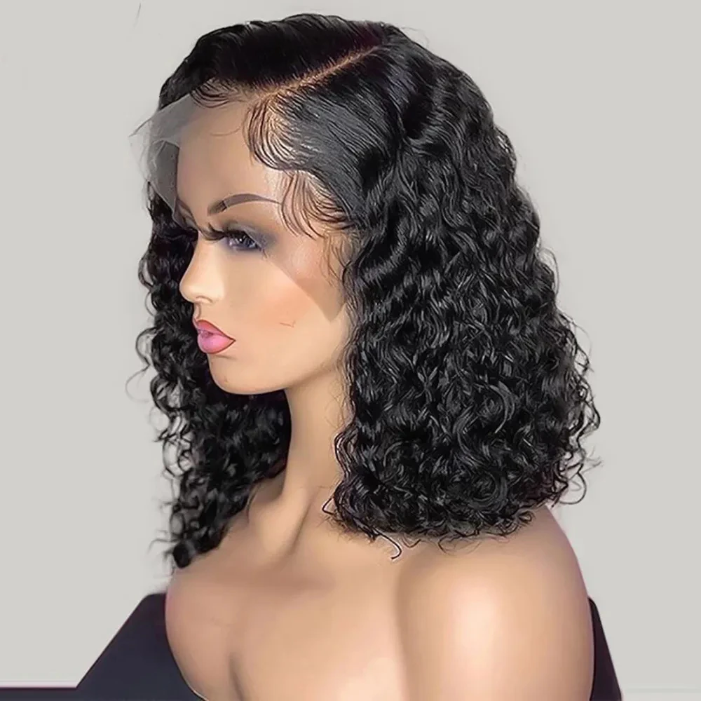 

Deep Curly 13x4 Lace Front Wig Short Bob Human Hair Wigs Brazilian 4x4 Remy PrePlucked Closure Water Wave Lace Frontal Wig