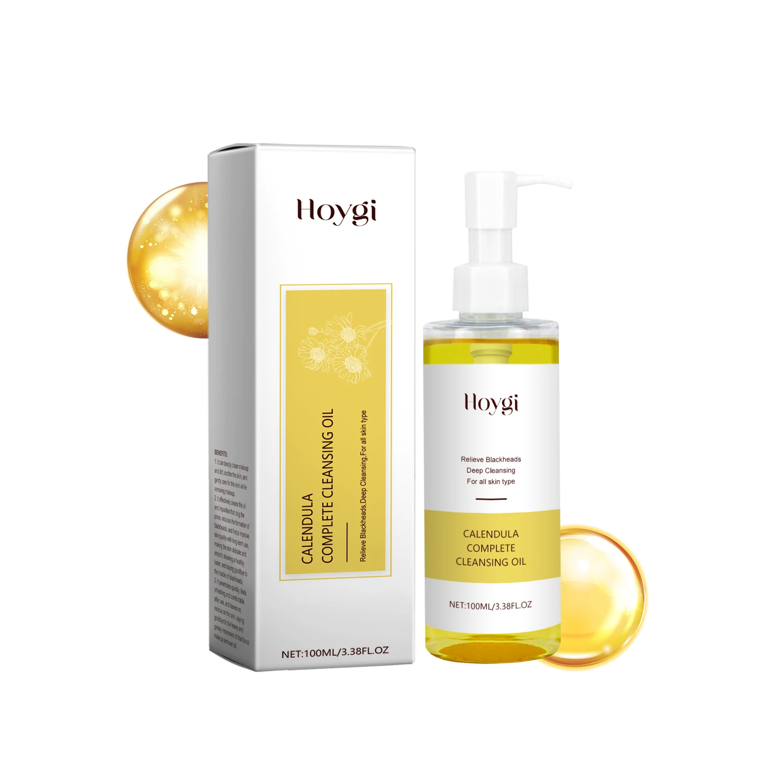 HOYGI Marigold Facial Makeup Remover Oil Cleansing Skin Care Products Smooth Moisturizing Deep Cleaning Face Cleaning Oil 100ml 2