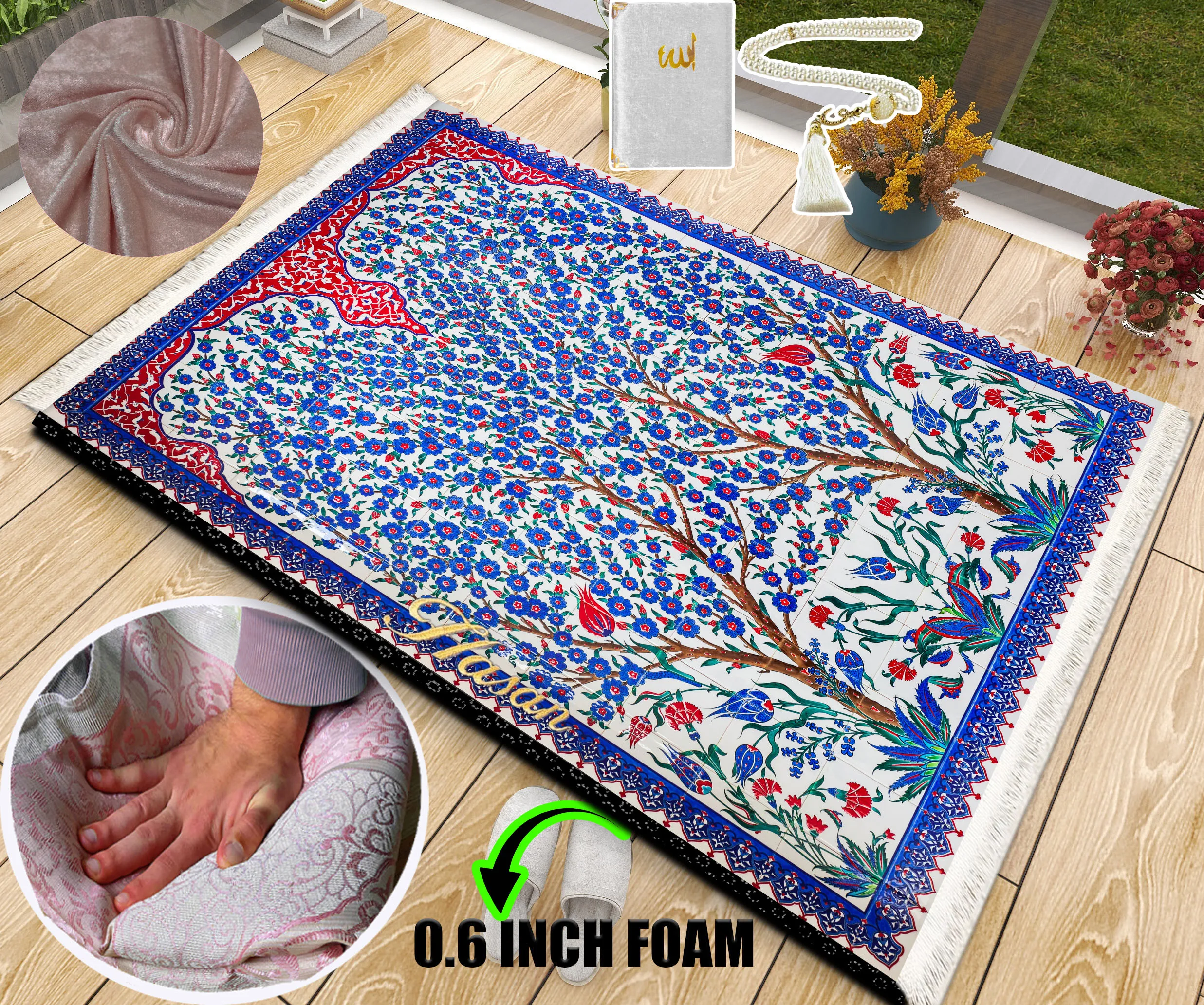 

Очень толстый мягкий турецкий коврик для молитвы, роскошный Yaseen, мягкий коврик для молитвы и жемчужные изделия, свадебный подарочный набор