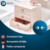 Compact 3-drawer plastic organizer, 6.5" x 6.5" x 6.5", pink. Perfect for storing jewelry, cosmetics 4