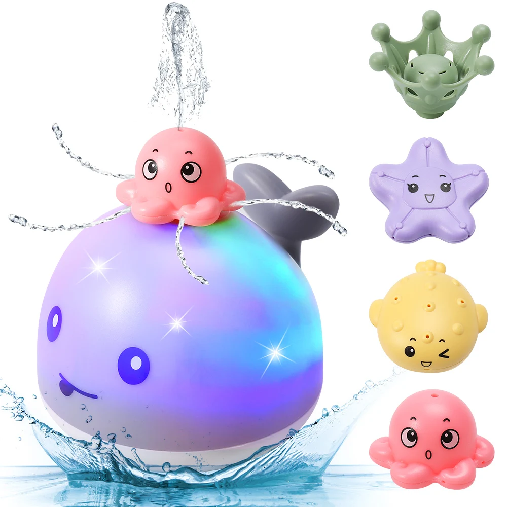 Baby Light Up Bath Tub Toys Whale Water Sprinkler Pool Toys for