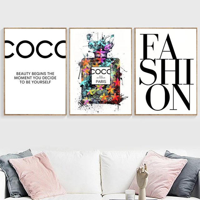 Luxury Fashion Coco Quotes Poster Print Gold Flower Perfume Wall Art Canvas  Painting Modern Trendy Picture For Living Room Decor - Painting &  Calligraphy - AliExpress