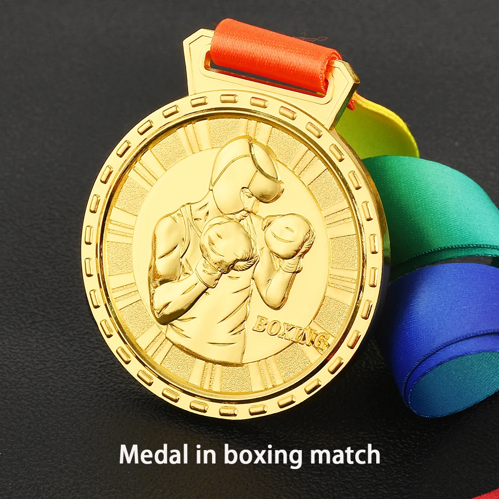 Boxing Medal 3D Award Medallions Fight Taekwondo Wrestling Sports Competition Blank Medals Gold Silver Bronze Ribbon award medals