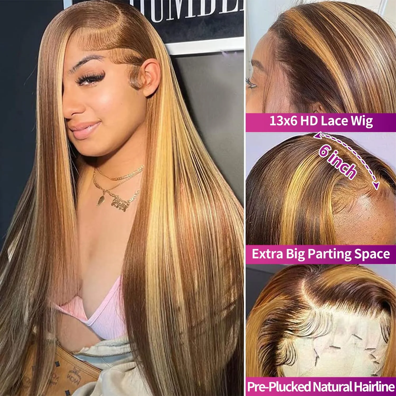 Glueless Wig Human Hair Ready To Wear Women 13x6 Hd Frontal Straight Honey Blonde Lace Front Wigs