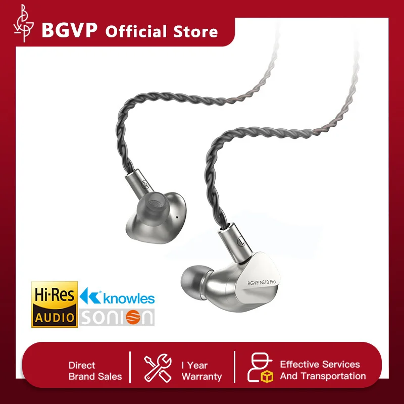 BGVP-NS10プロ有線hi-fiモニターイヤホン,8ba 2ddハイブリッド