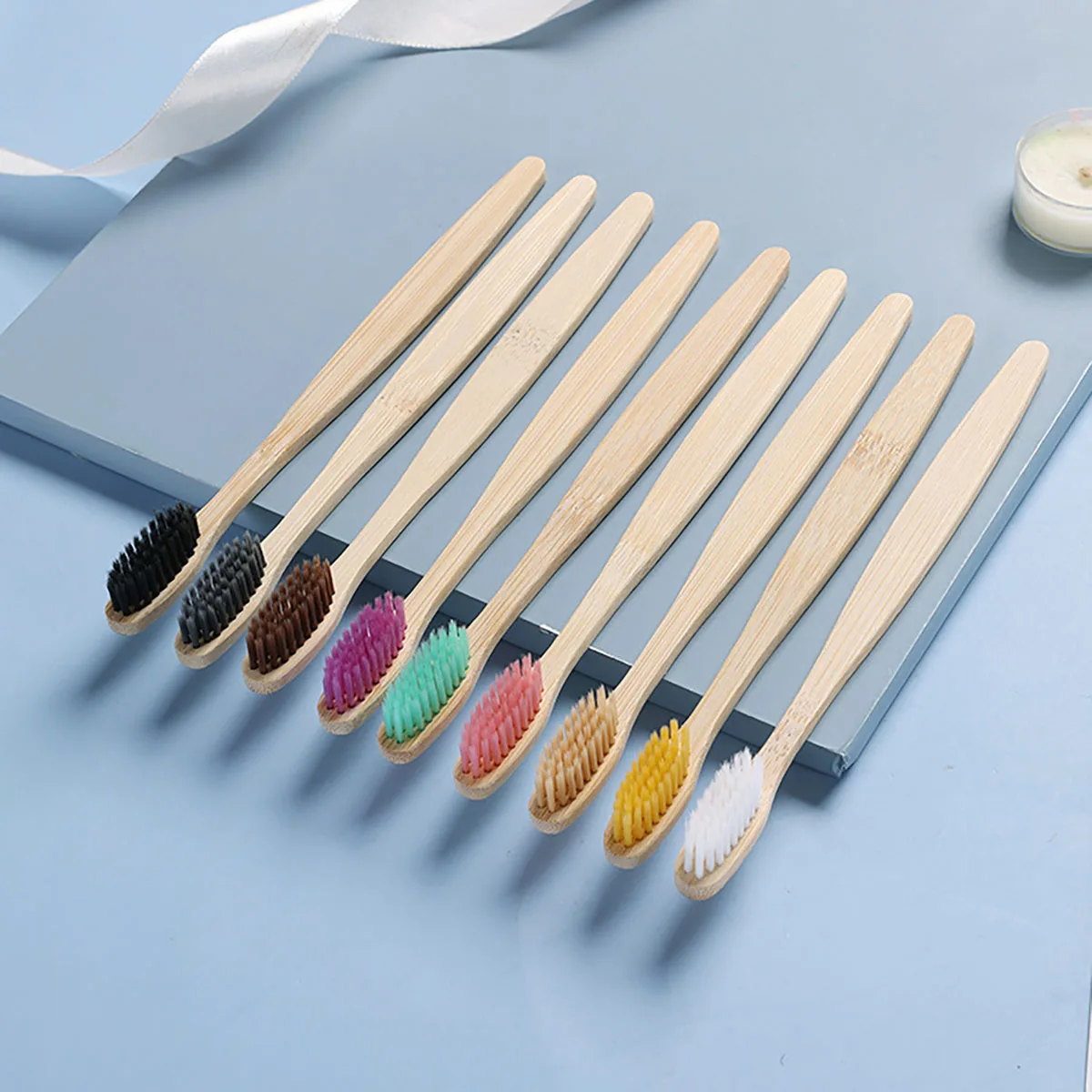 10pcs Adult Box Bamboo Toothbrush Bamboo Charcoal Soft Hair Toothbrush Degradable and Reusable Disposable for  Use