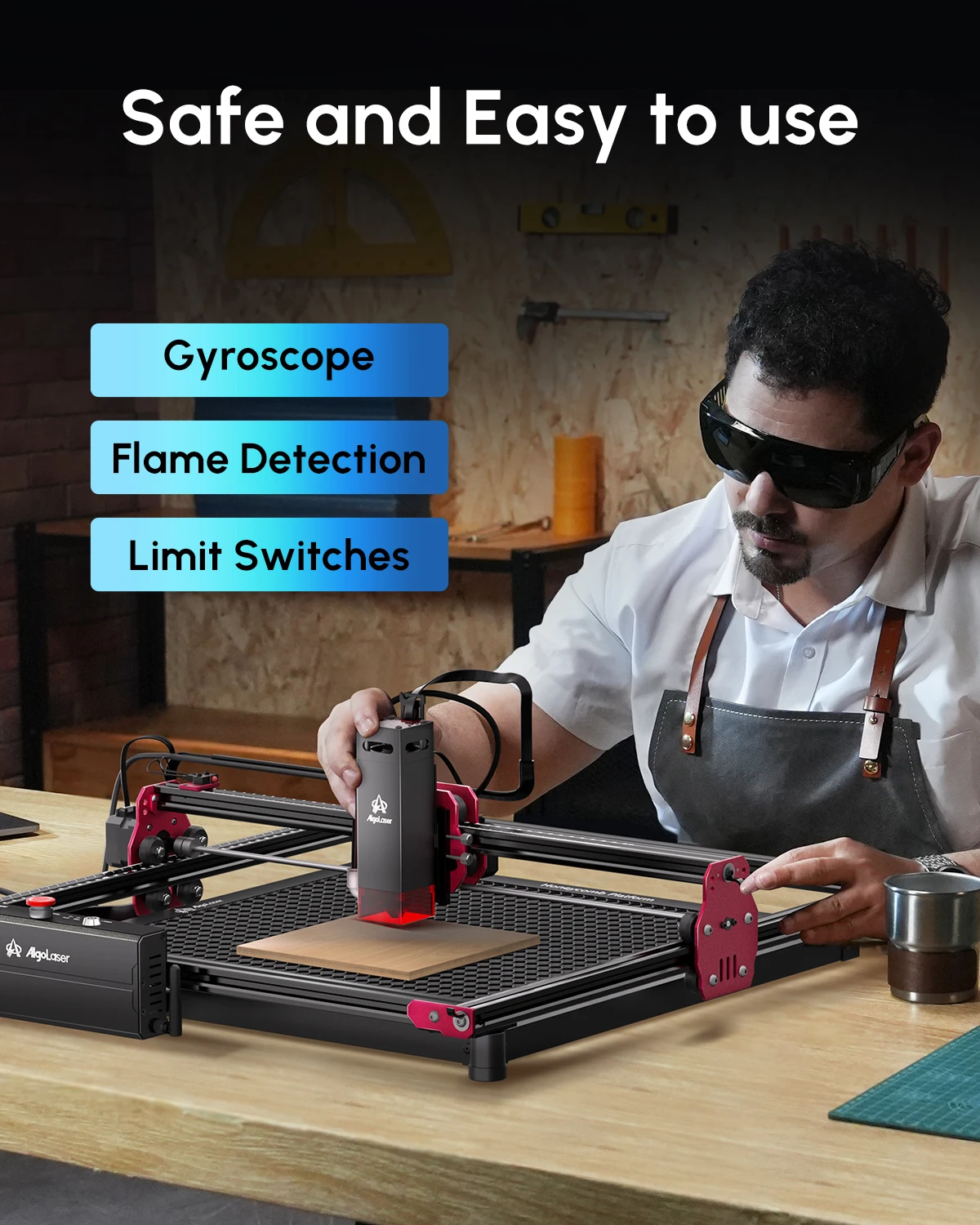 Laser Engraving Machine Algolaser Desktop Laser Engraver Cutter For Beginners 12000mm/min 20W DIY KIT Phone Connect Woodworking Metal Engraving