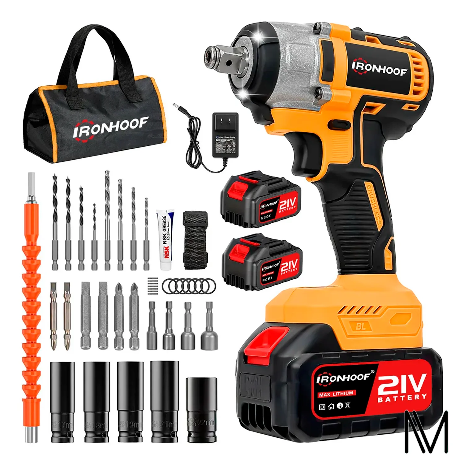 Pistola Llave De Impacto Inalámbrico batería de color Amarillo 500W