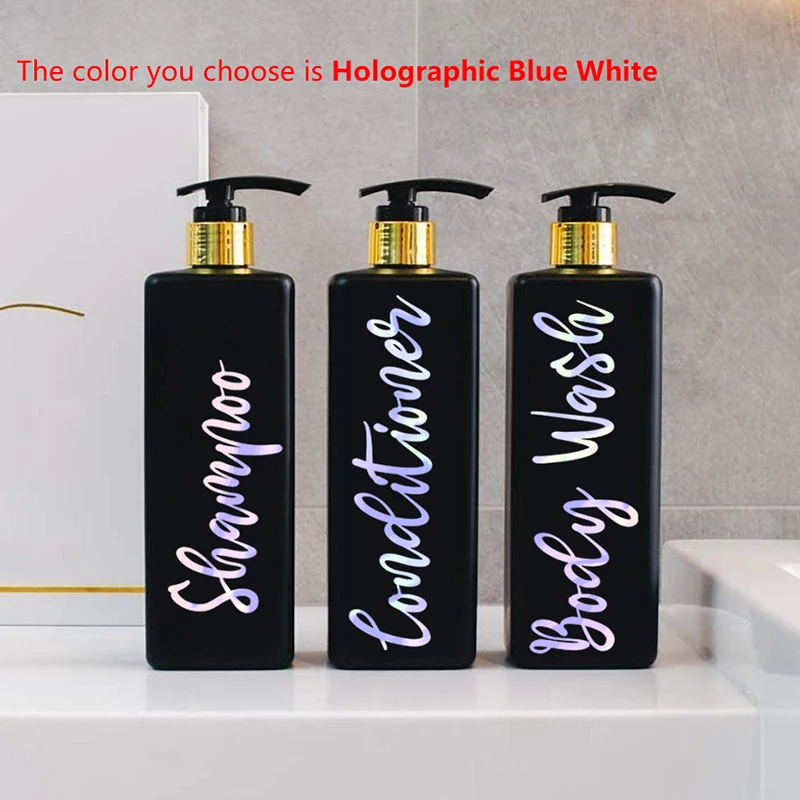 24 pz. Etichette impermeabili per bottiglie, Sapone per le mani del bagno, Shampoo e balsamo dispenser etichette adesive, Etichette rimovibili per sapone, lozioni, shampoo e balsamo (nero, bianco