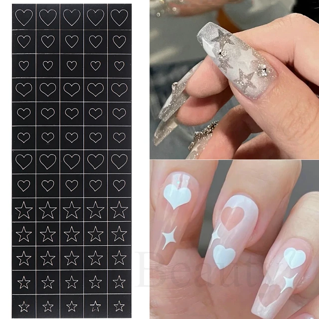 Nail Airbrush Stencils Butterfly Flower Leaf Nail Stickers French Star  Heart Decals Hollow Nail Template Stencil Tool Decor - AliExpress