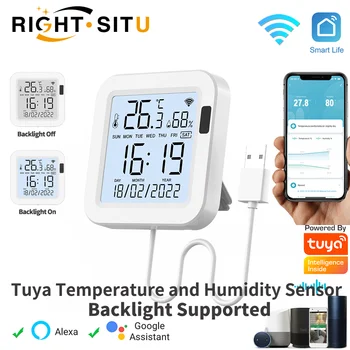 Tuya Temperature and Humidity Smart Sensor With Backlight for Smart Home var WiFi SmartLife Work with Alexa Google Assistant 1