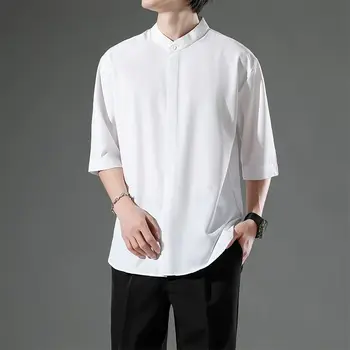 Trend Trend Loose Casual Shirt Men's Stylish Business cool five-part short-sleeved thin Southern BL1683