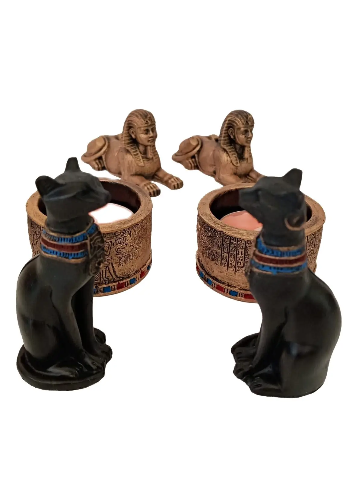 

Sphinx Bastet Cat Goddess Trinket Candle Holder Ancient Egyptian Lion Pharaoh