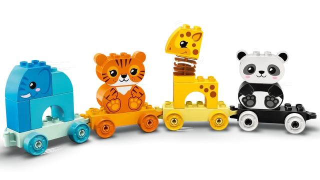 LEGO DUPLO My First Animal Train 10955, Toys for Toddlers and Kids 1.5-3  Years Old with Elephant, Tiger, Panda and Giraffe Figures, Learning Toy