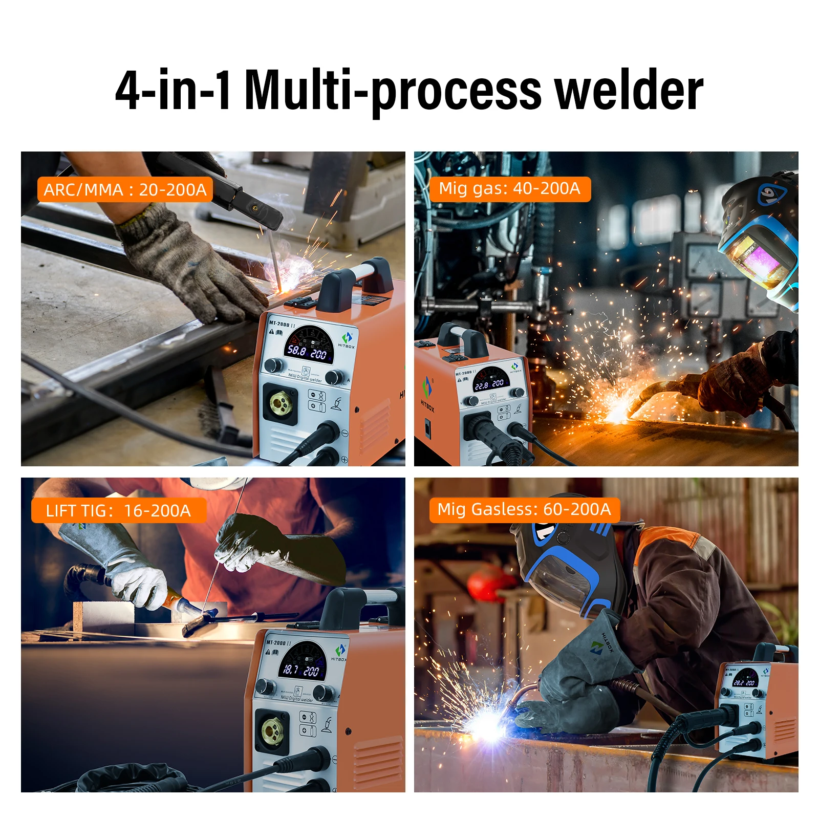 Hitbox Welding Machine 220V～240V MIG/TIG Gasless Semi-Automatic Device Welder Automatic Feed MT2000II Single Voltage MT2000II 3