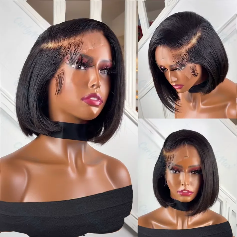 250% Density 13x4 Bone Straight Bob Wig Lace Front Human 