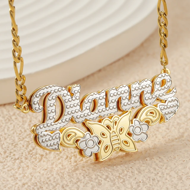 Replacement Chain for Gold Name Pendant 2 Sided Chain 18K Gold Plated