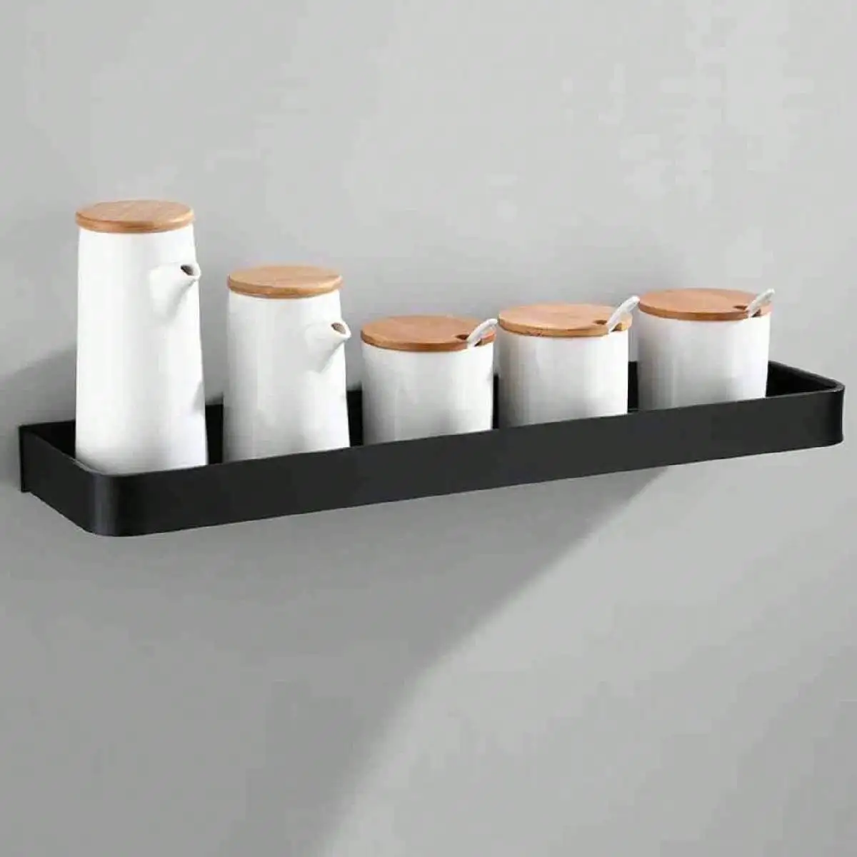 Repisa de Pared Sin perforación, Espacio Autoadhesivo de Aluminio, Soporte de Almacenamiento de Cocina