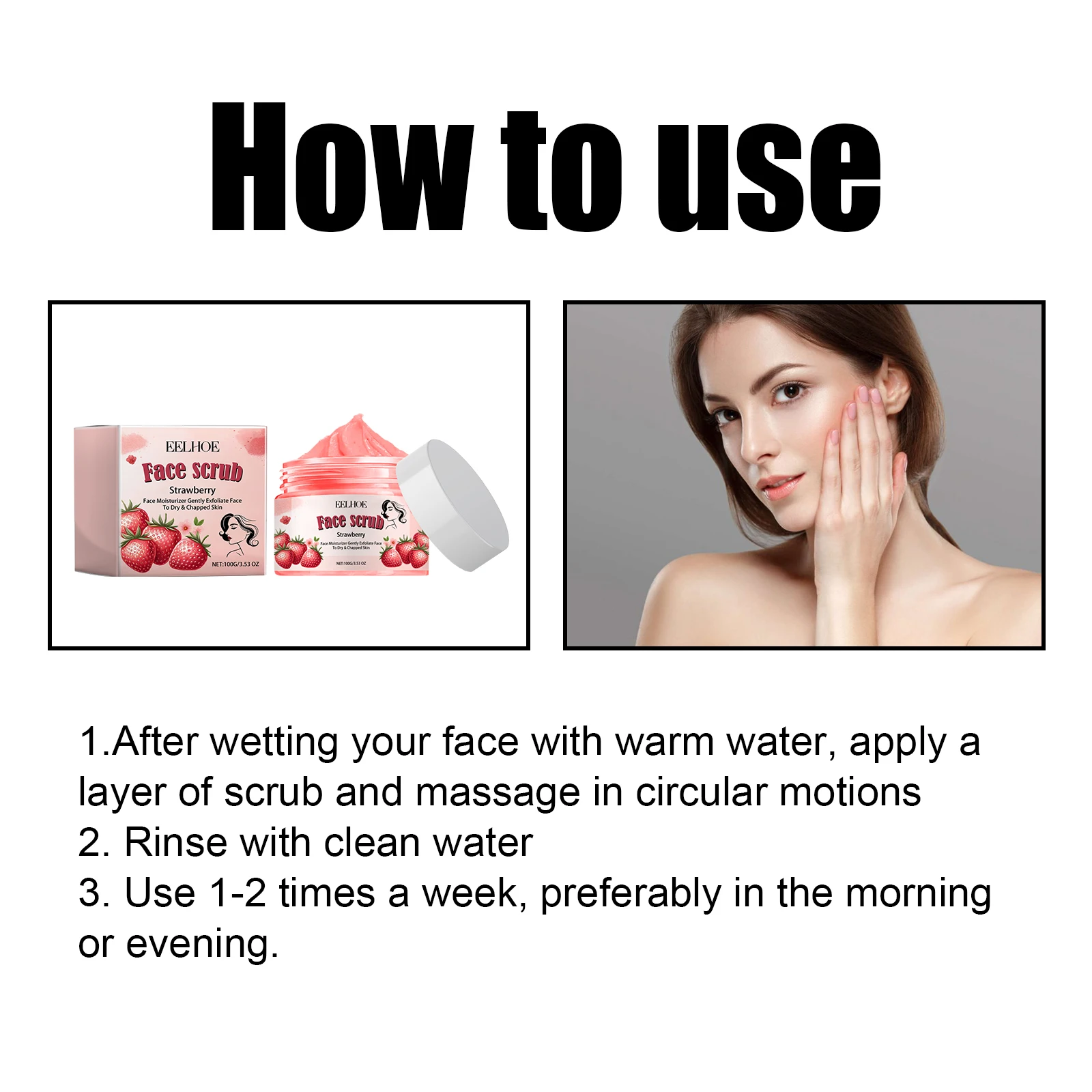 EELHOE Strawberry Face Scurb Gentle Remove Dead Skin Improve Roughness Moisturizing Smoothing Facial Exfoliating Gel