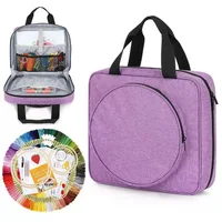 Multiple Pockets Embroidery Project Bag, Square Embroidery Supplies Storage Tote Bag, Portable Craft Carry Case 3