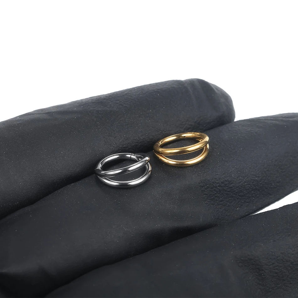 Titanium Nose Ring 1/5pcs Double Hoop 20G 18G 16G Septum Clicker Hinged Segment Ring Ear Cartilage Conch Tragus Helix Jewelry