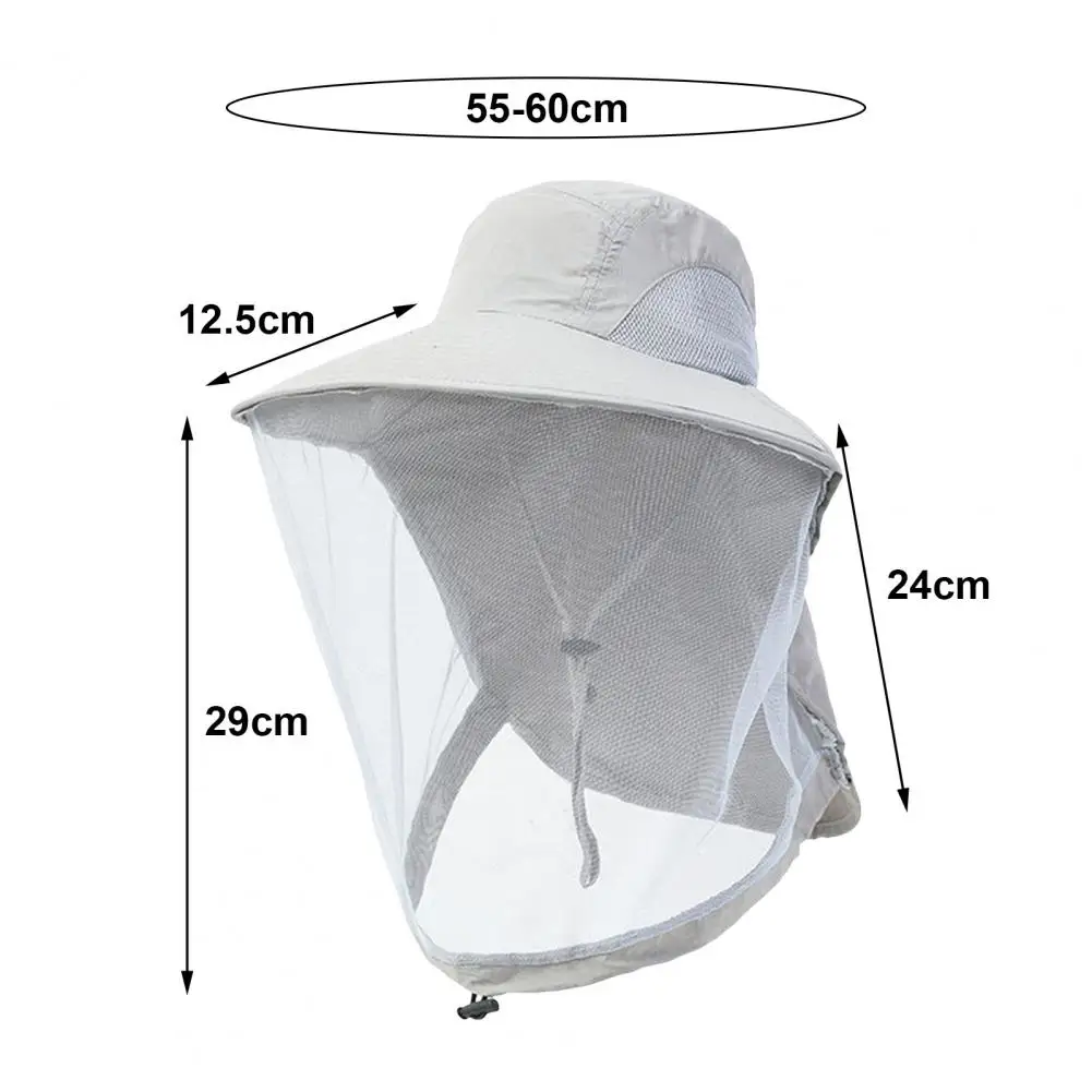 Mosquito Prevention Cap For Fishing Insect Protective Cap Mosquito Head Net Full-Mesh Drawstring Windproof Strap Beekeeping