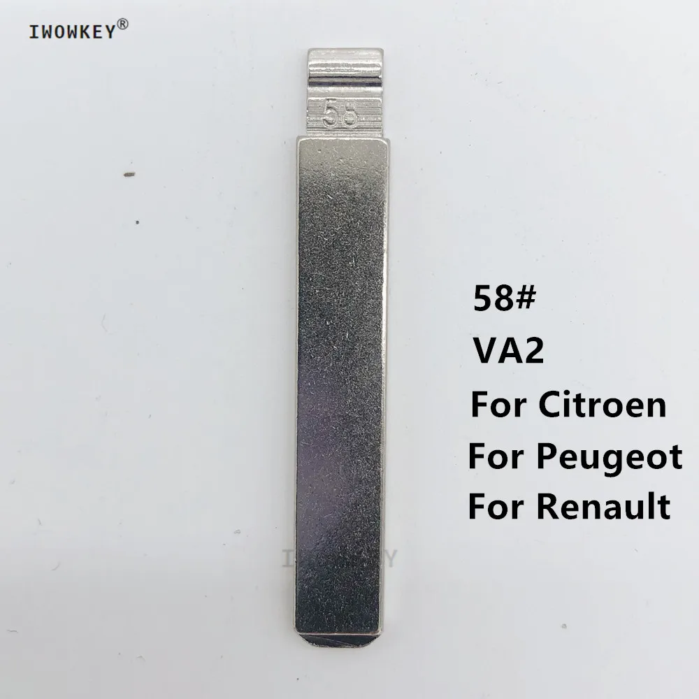 

10 шт./лот #58 металлический необработанный откидной ключ KD дистанционный лезвие VA2 лезвие для Citroen C4 Triumph для Peugeot 307/308/407/408 для Renault