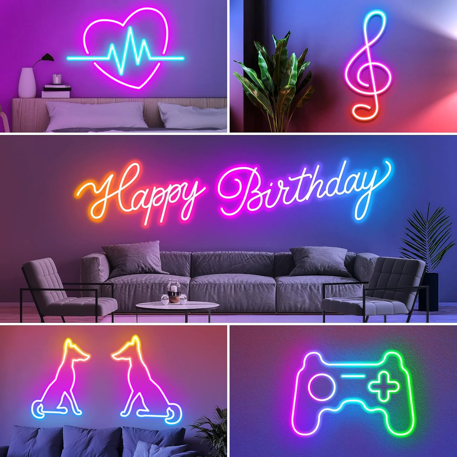 Vibrant RGBIC Neon LED Strip Lights with Music Sync