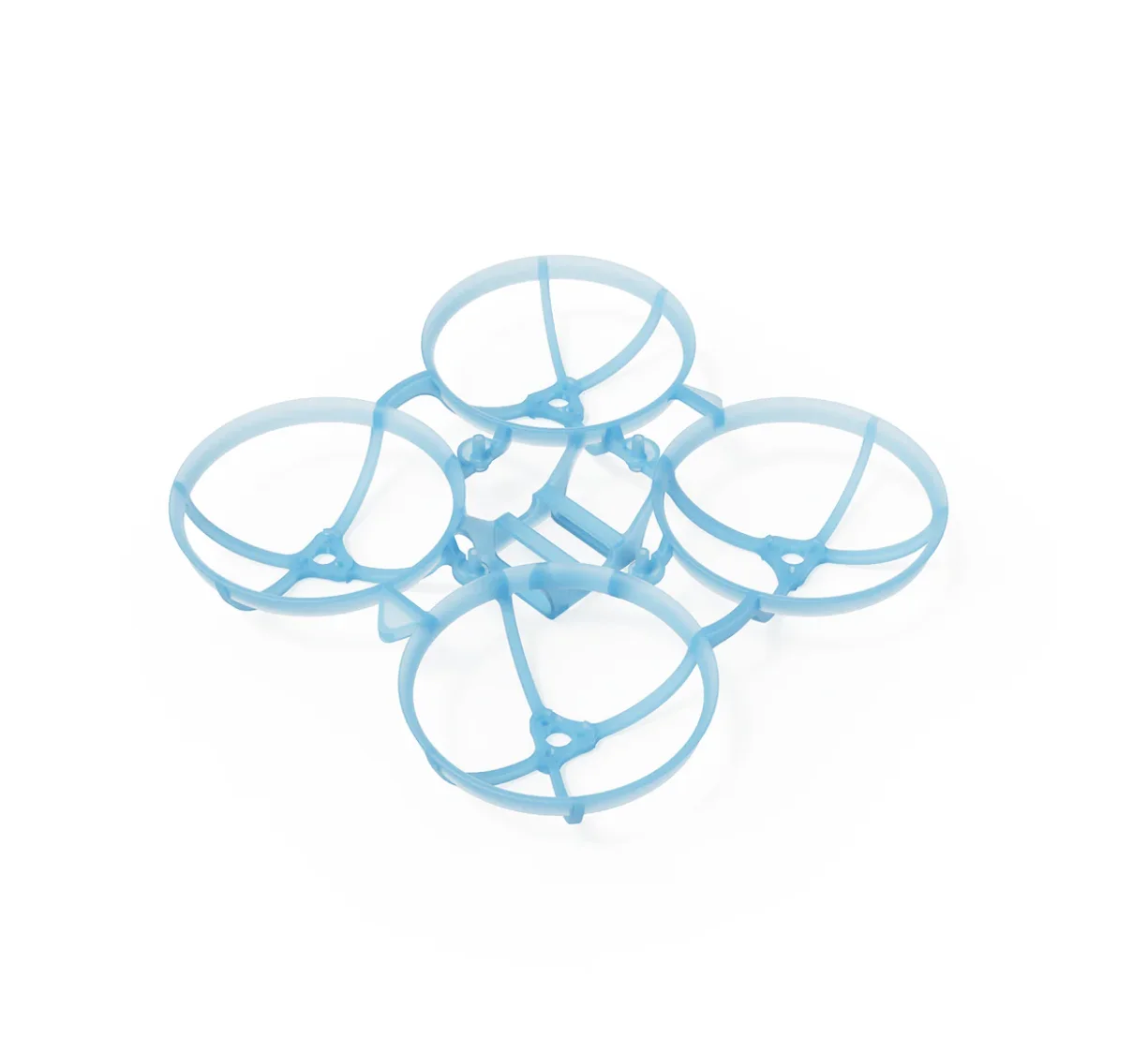 Kit châssis FPV 3 pouces assemblé, avec coque transparente laissant voir la structure interne du drone.