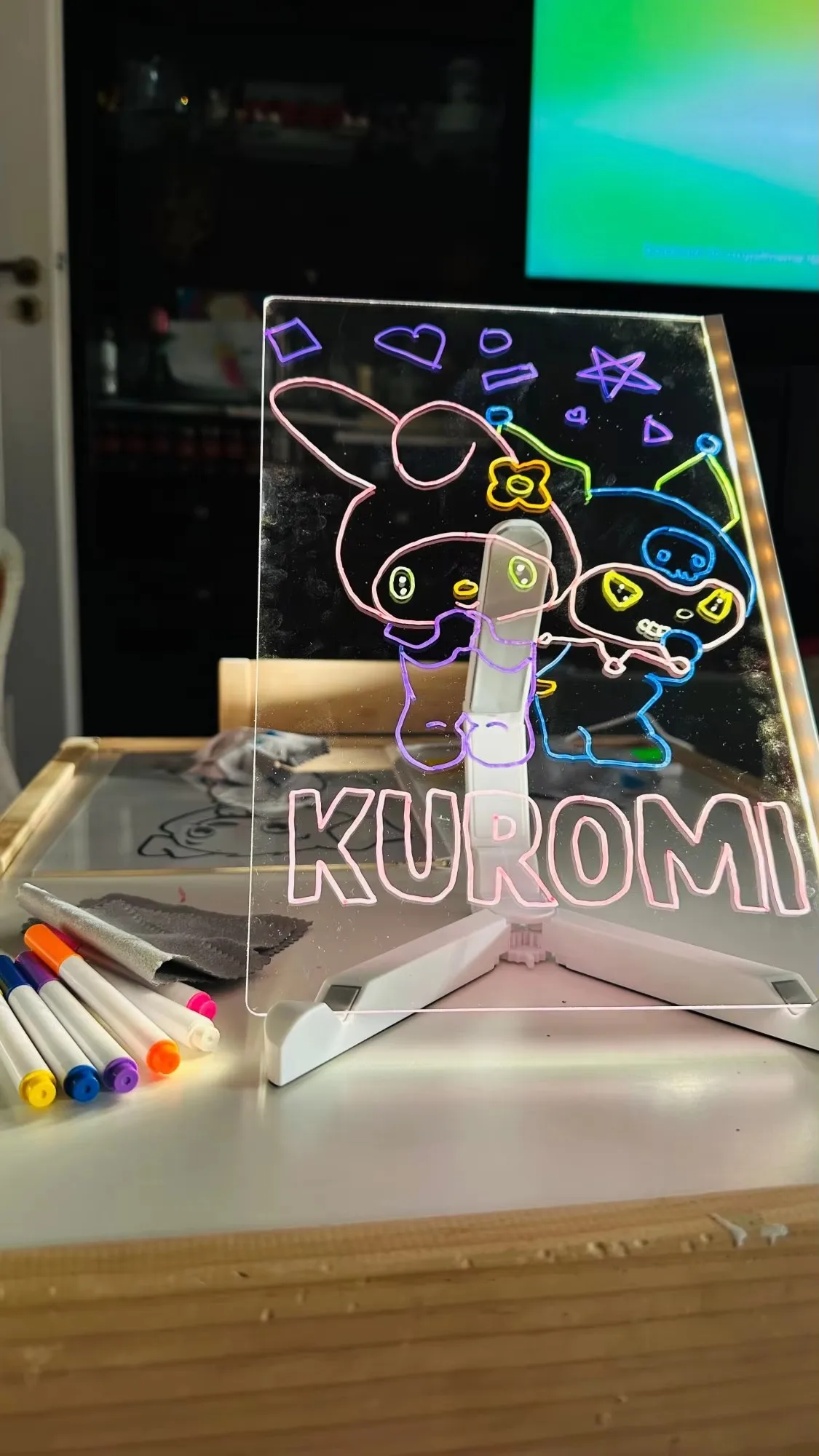 Glowing LED Drawing Board Lamp Transparent Acrylic Message Note Board Erasable Memo USB Night Light Birthday Christmas Gifts