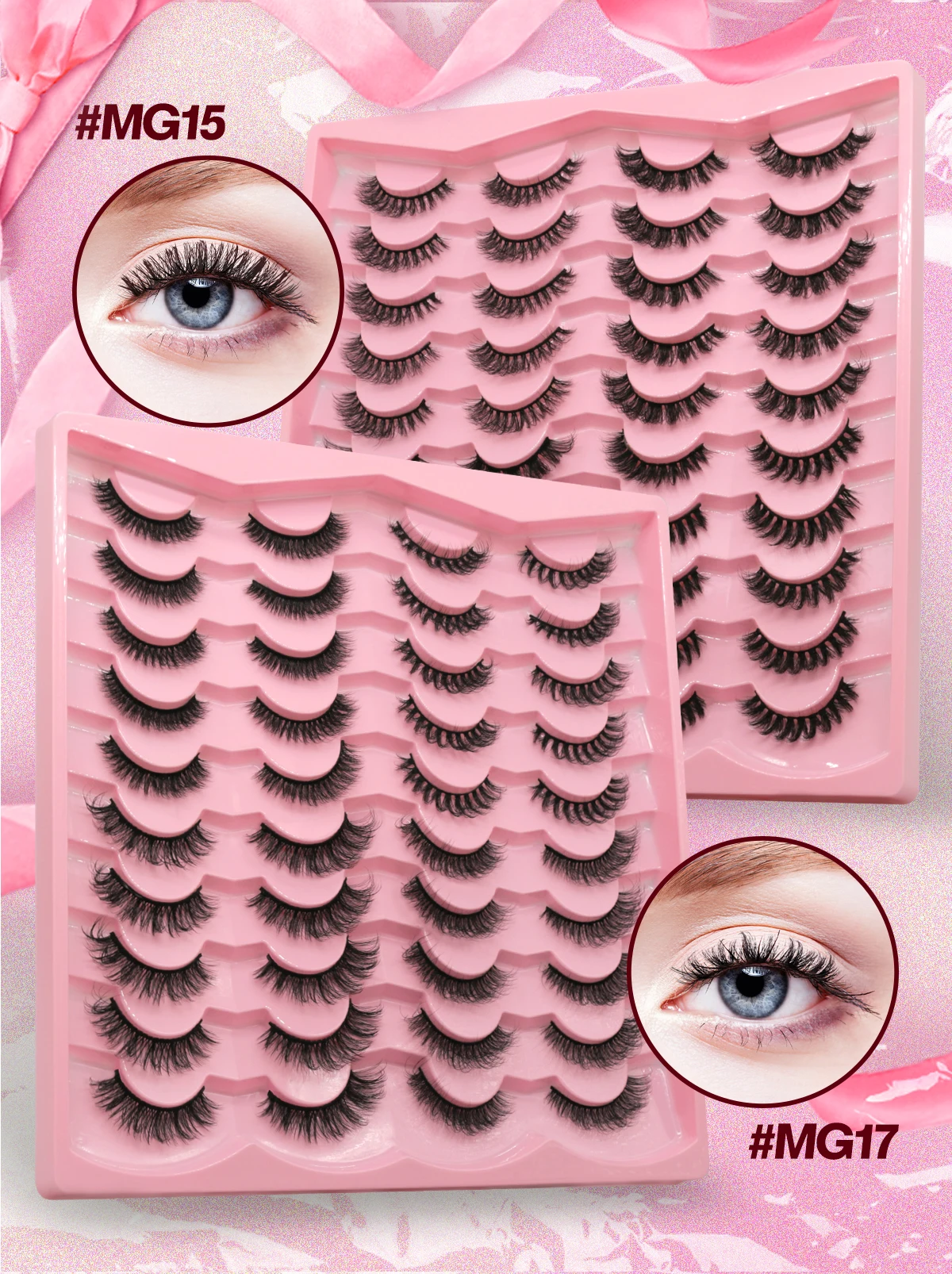 Description Picture 3 of itemGROINNEYA Lashes 7/20 Pairs Russian Strip Eyelashes 3D Faux Mink Lashes Fluffy Soft Wispy Reusable Eyelashes Makeup