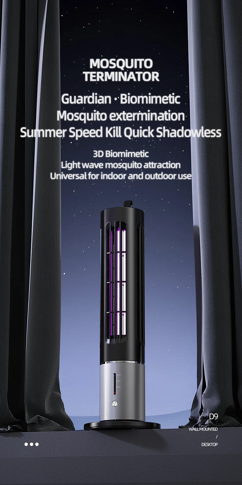 High-End Silent Wall-Hanging Electric Mosquito Lamp TYPE-C Rechargeable Portable Outdoor Insect Killer Hotel Mosquito Trap Lamp