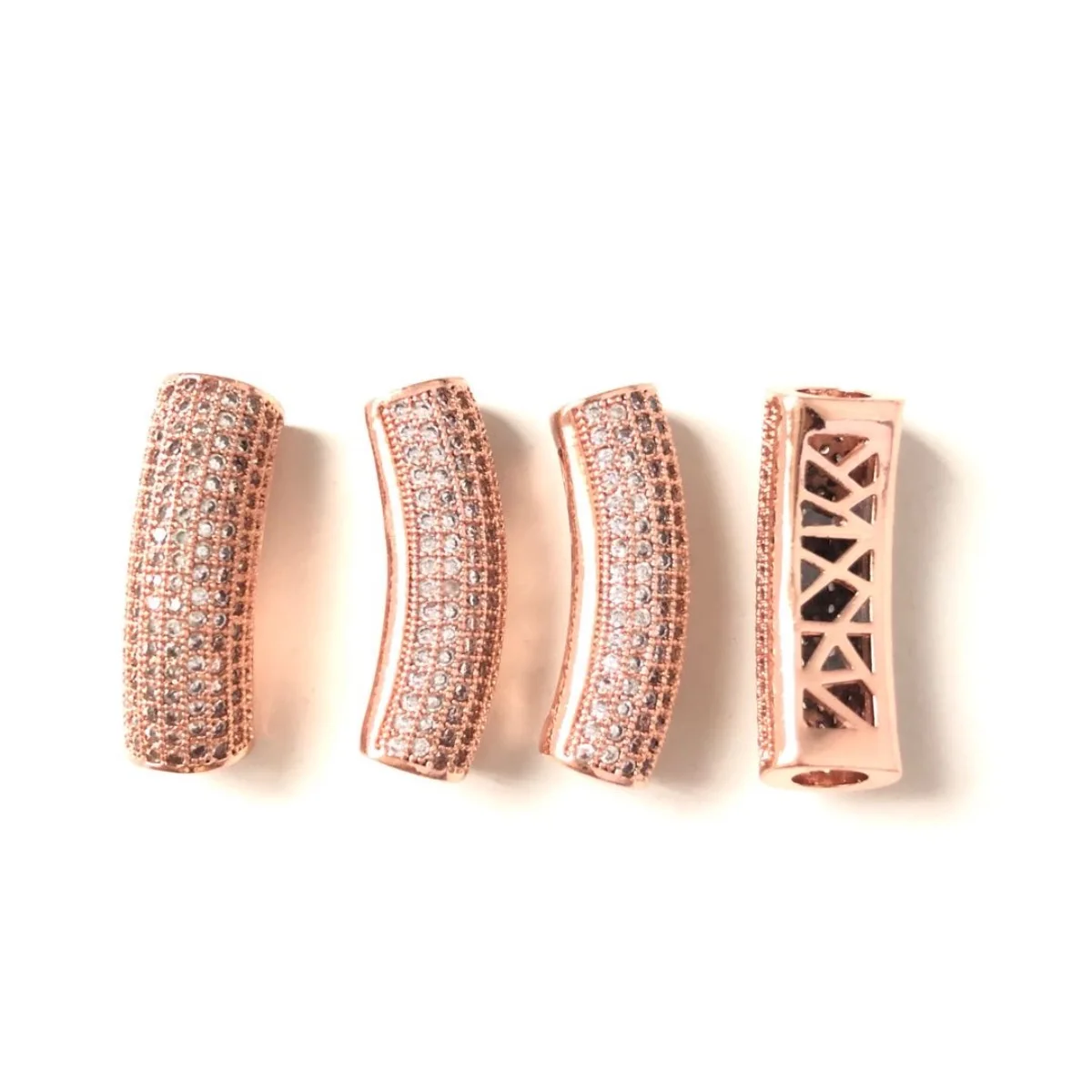 5pcs/lot Centerpiece Tube Bar Spacer Beads for Woman Bracelet Making Cubic Zirconia Pave Gold-Plated Jewelry Necklace Accessory