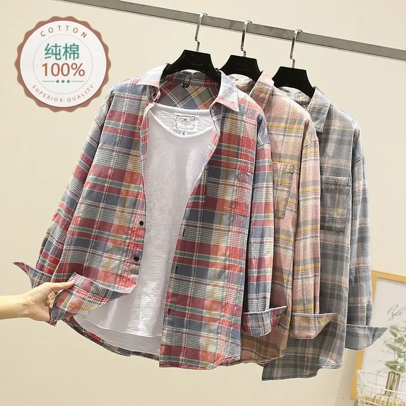 

2022 new Spring Autumn New Men Shirts Casual Plaid Long Sleeve 100% Cotton Shirt Thick Retro Multi-pocket Blue Workwear red