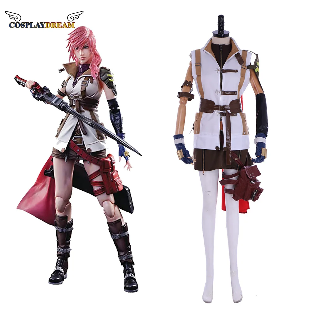 

Game Final XIII Lightning cosplay Fantasy Eclair Farron battle uniform suit Halloween ladies game character battle suit full set