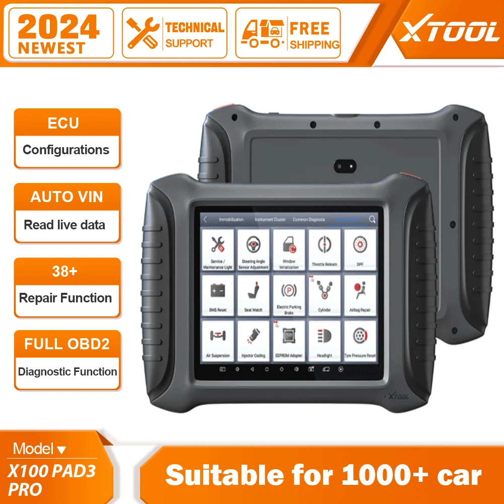 

XTOOL X100 PAD 3 PRO Professional Auto Key Programming Scanner OBD2 Diagnostic tool Reset ECM & Reset immobilizer Auto VIN