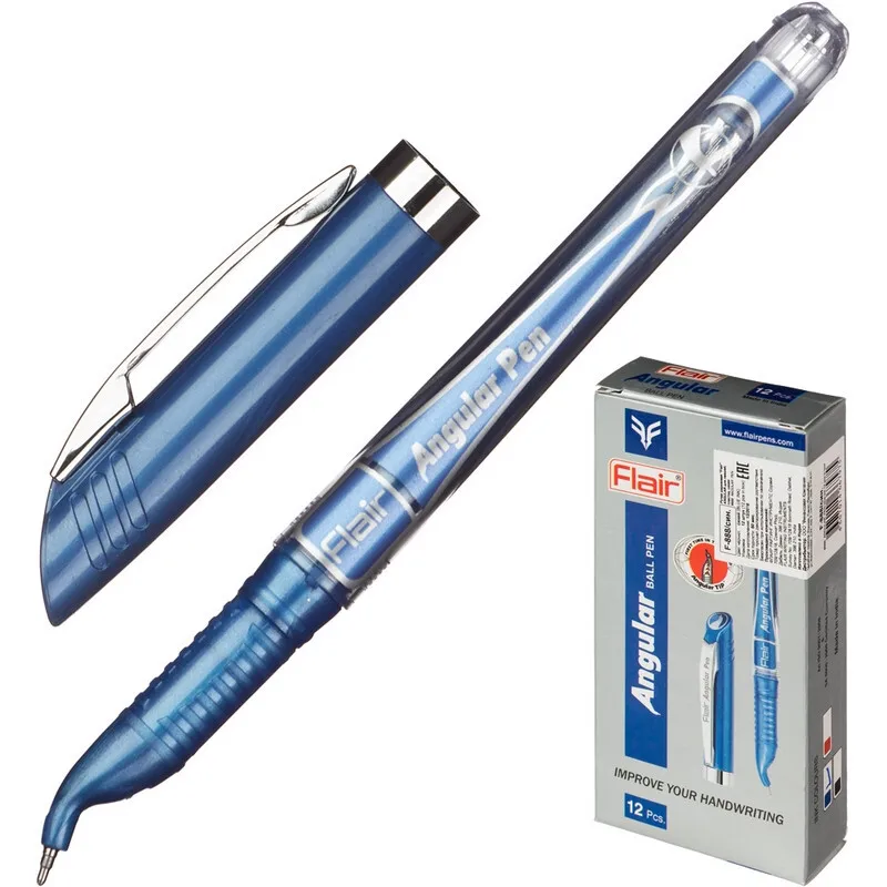 Ballpoint Pen Flair Angular For Left Handed, Blue Ballpoint Pens