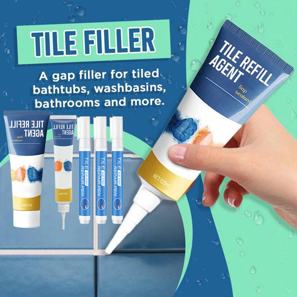 Tile Gap Filler Tile Gap Sealer Porcelain Repair Kit Ceramic Repair Paste Tile Glaze Repair Paste Ceramic Repair Agent Tile Repair Kit Tile Repair Cream Ceramic Tile Repairing Tool Set Waterproof Gap Repair Agent
