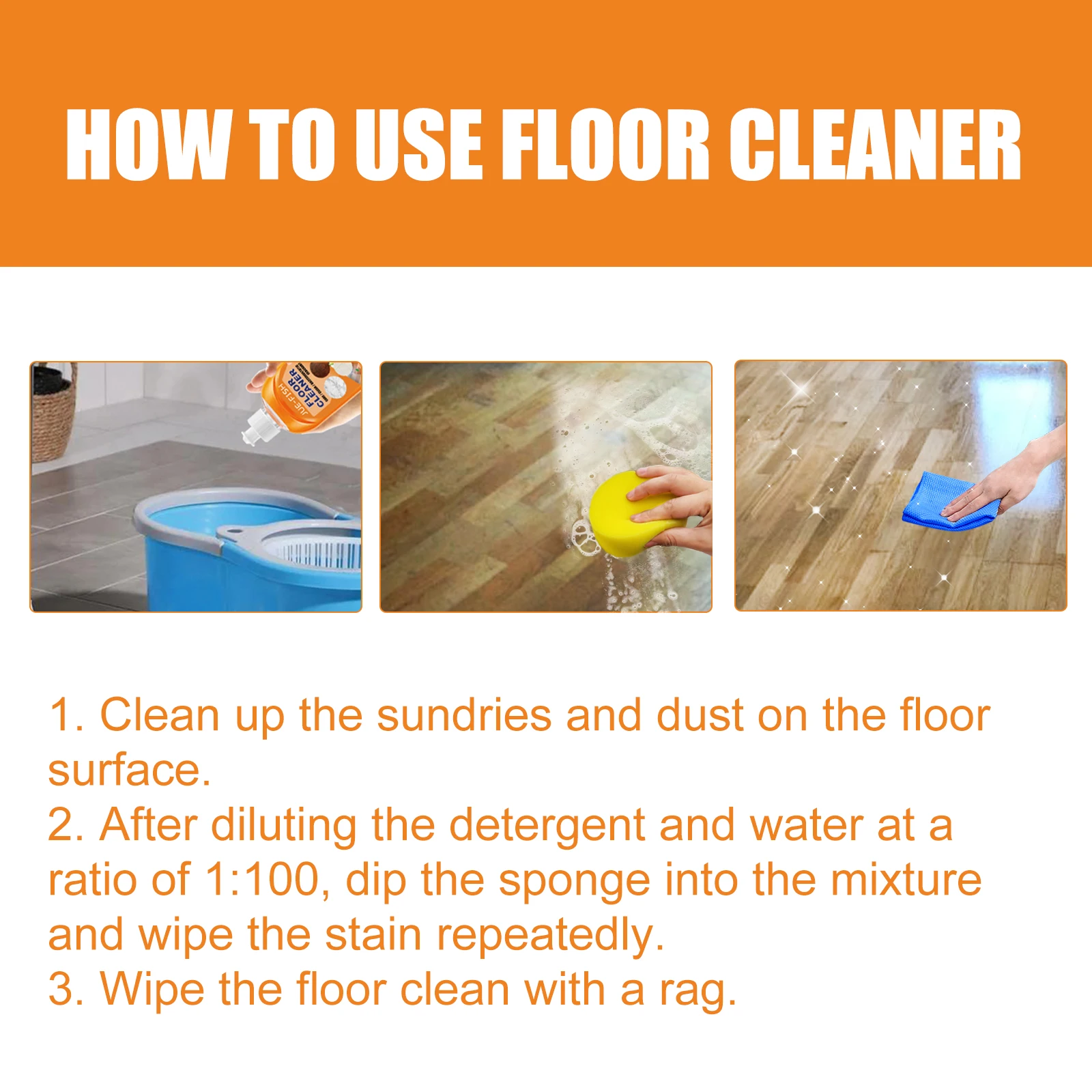 Jue-Fish Floor Cleaner Deep Decontamination Wood Floor Cleaner Tile Decontamination Brightening Multi Functional Cleaner