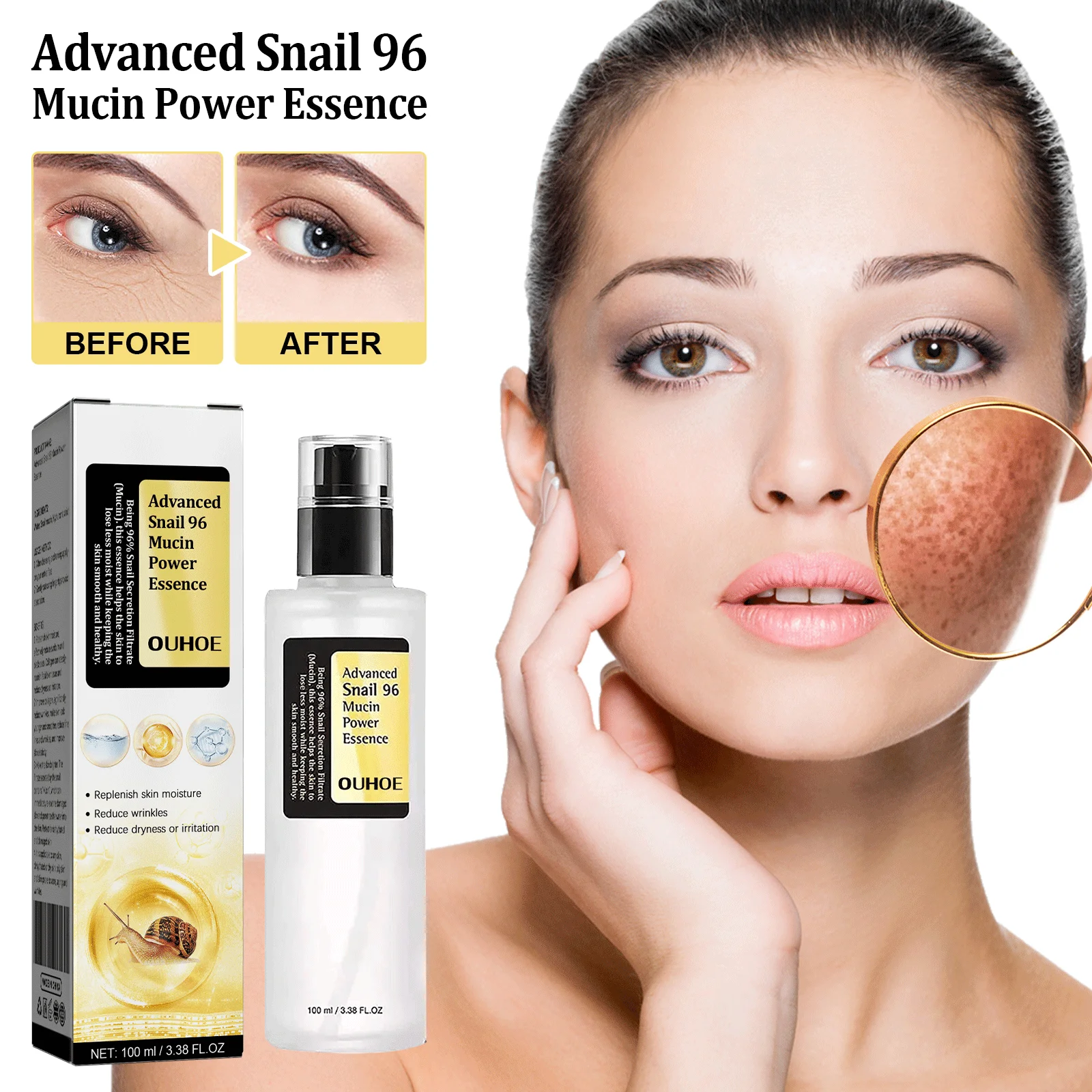 96% Snail Mucin Anti-Aging Face Essence: Brightening & Repair Serum for Sensitive Skin - Image 4