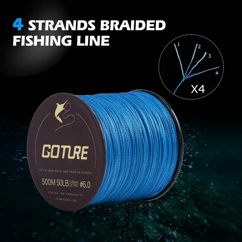 Goture New 4 Strands 500M Braided PE Fishing Line Carp Fishing